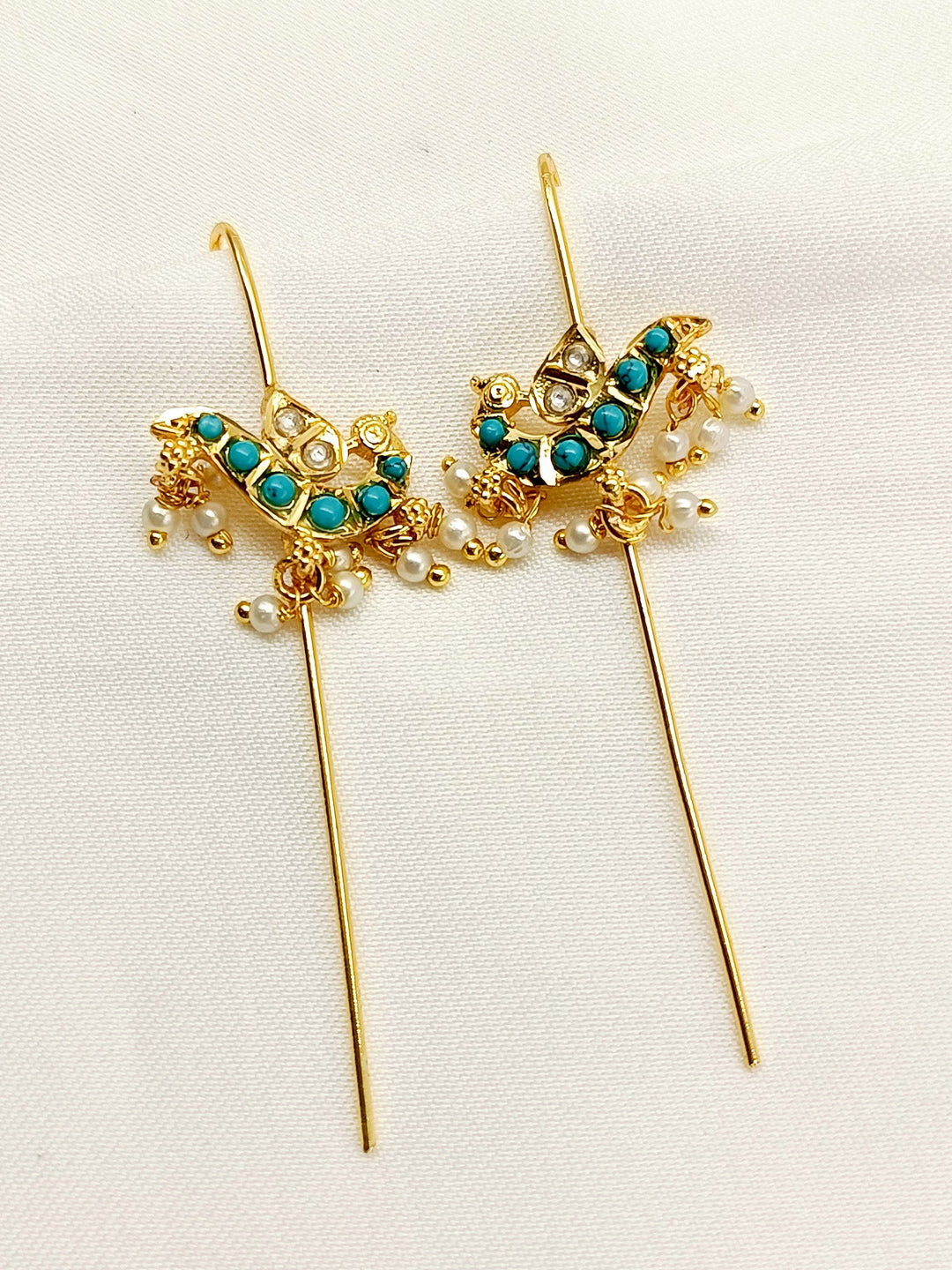 Musily Firozi Gold Plated Kundan Ear Cuff [ Price is for Pair ] - qivii