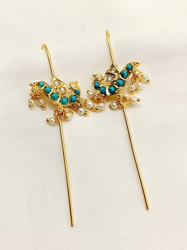 Musily Firozi Gold Plated Kundan Ear Cuff [ Price is for Pair ] - qivii