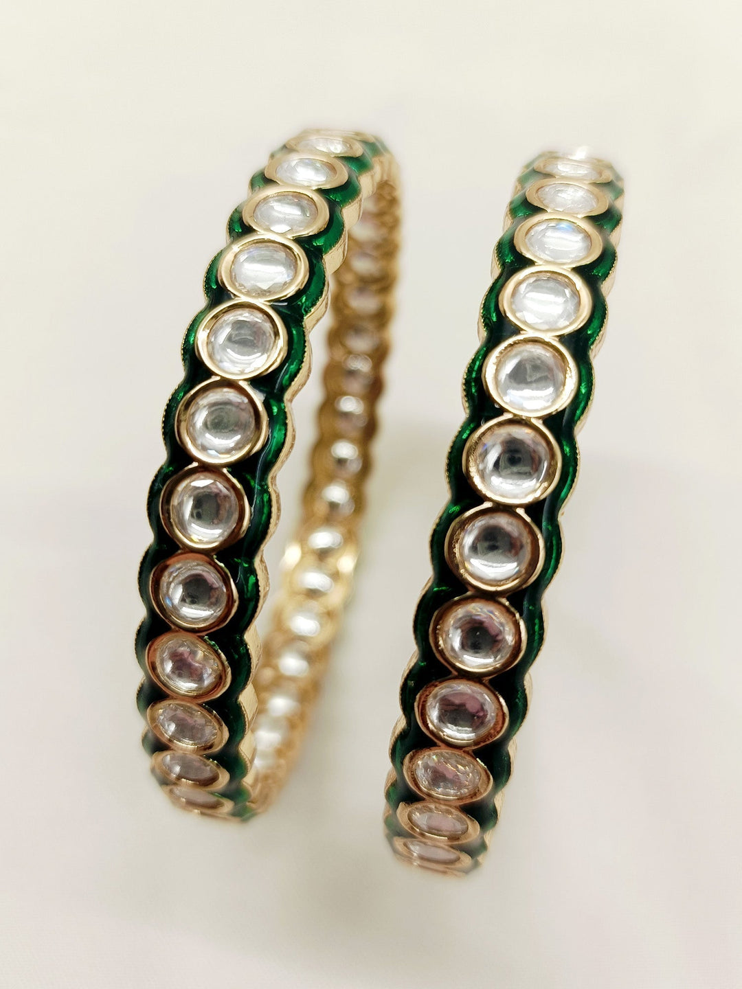 Aapshi Green Kundan Bangle - qivii