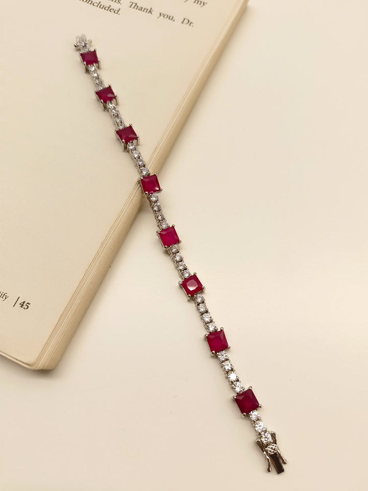 Ripple Ruby American Diamond Bracelet - qivii