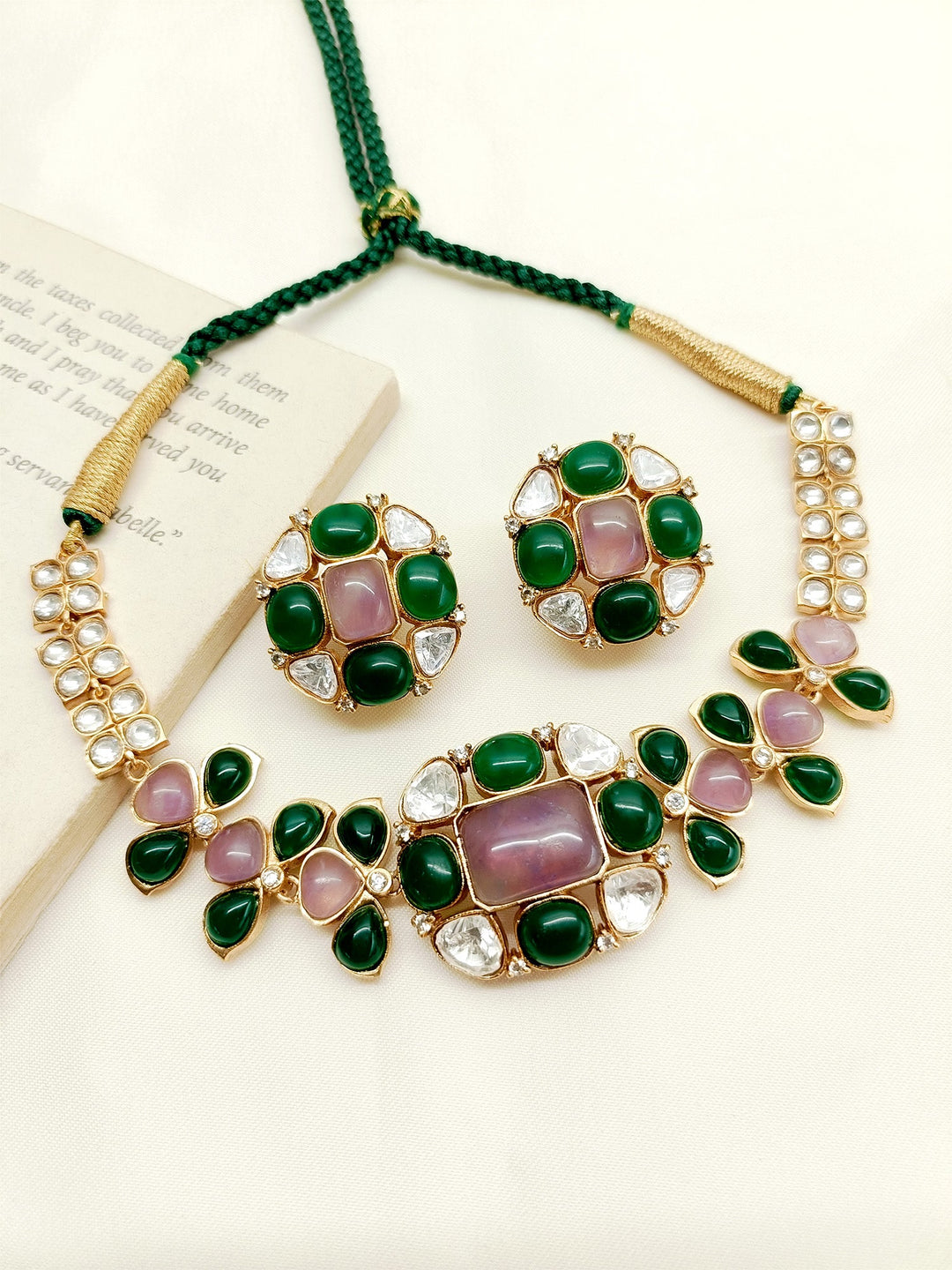 Saisha Multi Colour Kundan Choker Set - qivii