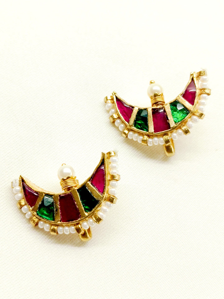 Addarshini Big R & G Gold Plated Kundan Ear Cuff [ Price is for Pair ] - qivii