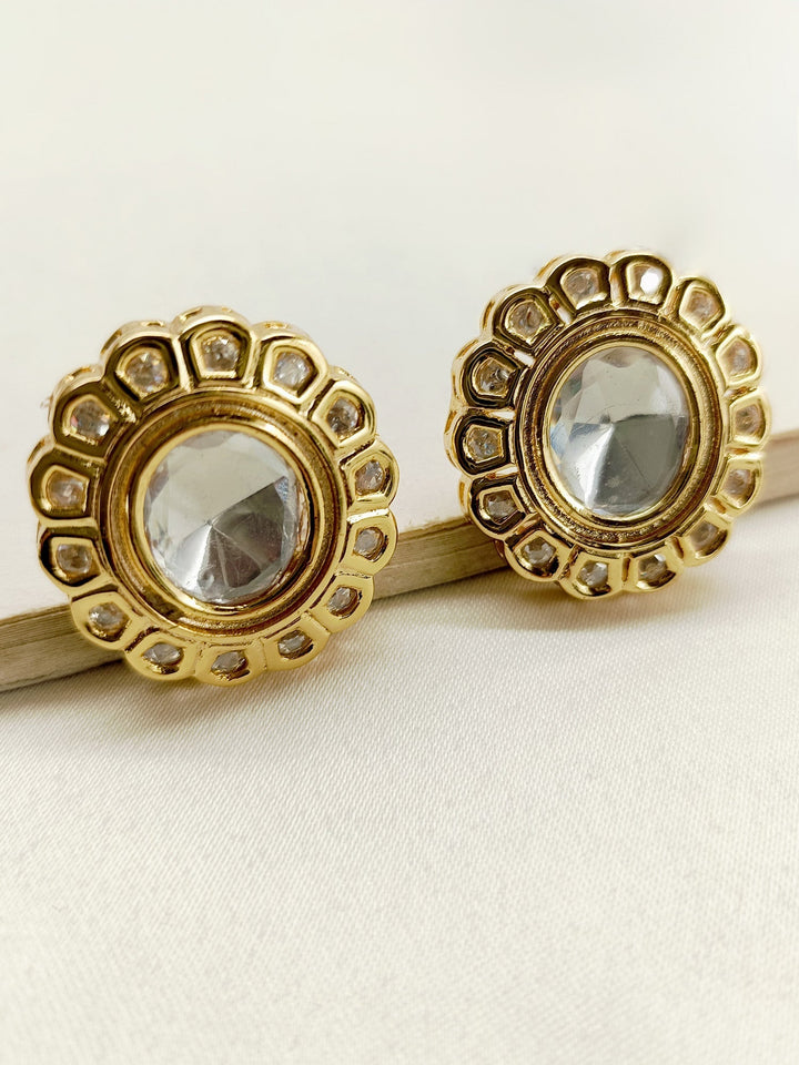 Khushboo White Stone Gold Plated Kundan Tops - qivii