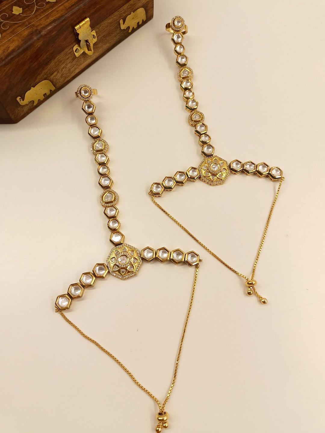 Keerthy Kundan Hathphool Set Of 2 - qivii