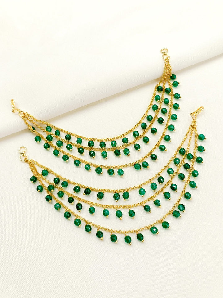 Shalvi Green Traditional Ear Chain - qivii