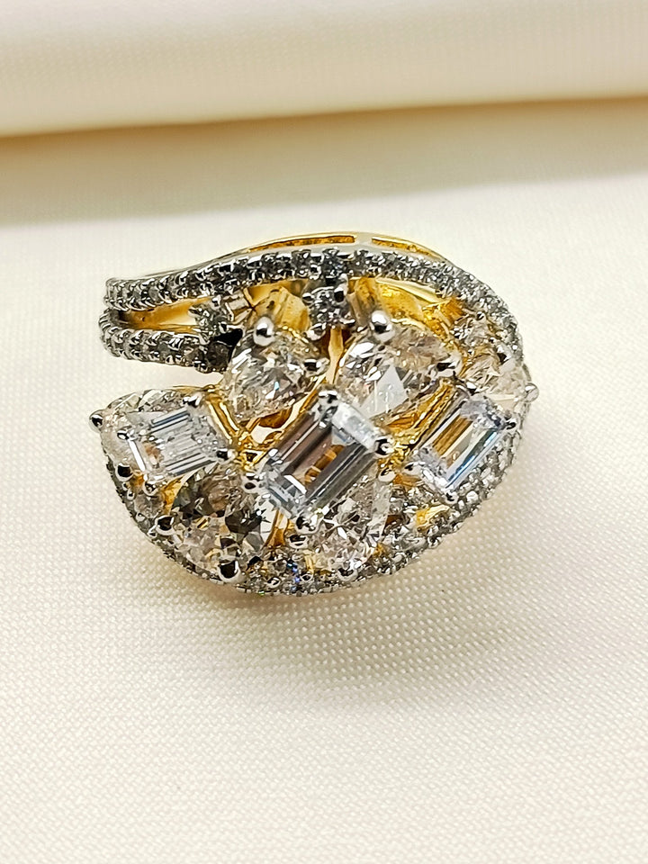 Mukta 92.5 Silver Swarovski Stone Finger Ring - qivii