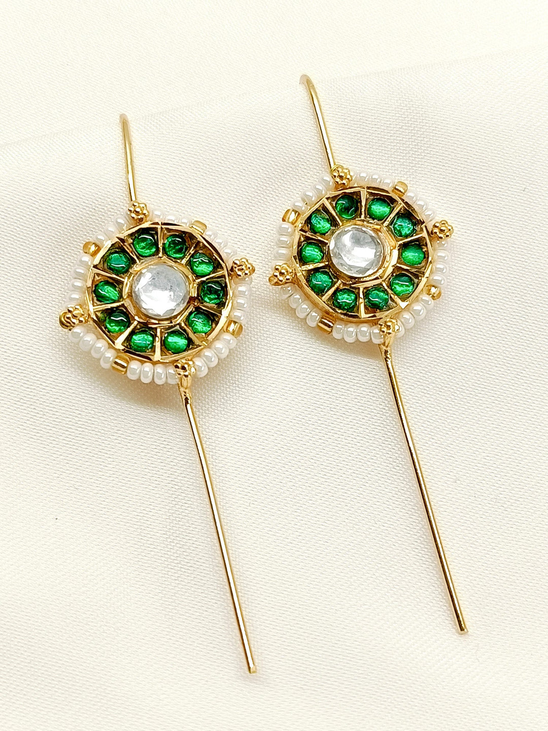 Mansi Green Gold Plated Kundan Ear Cuff [ Price is for Pair ] - qivii
