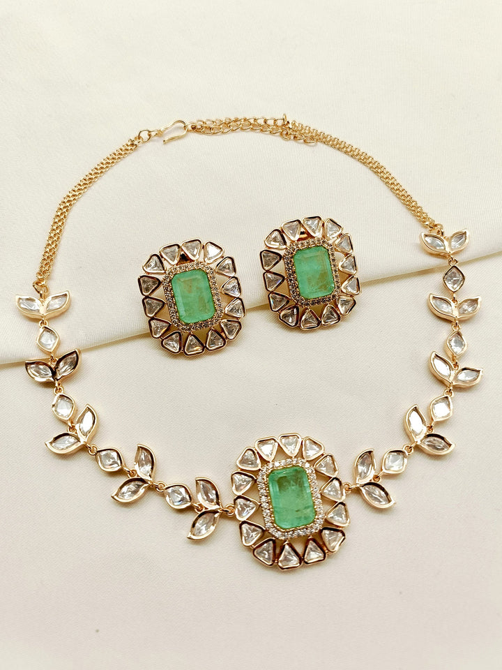 Johi Mint Green Kundan Choker Set - qivii