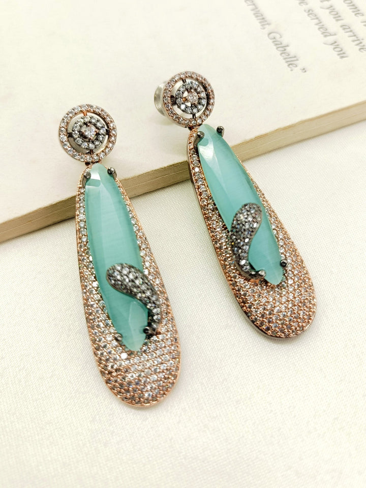 Khyati Diamond Work Light Green Victorian Earrings - qivii