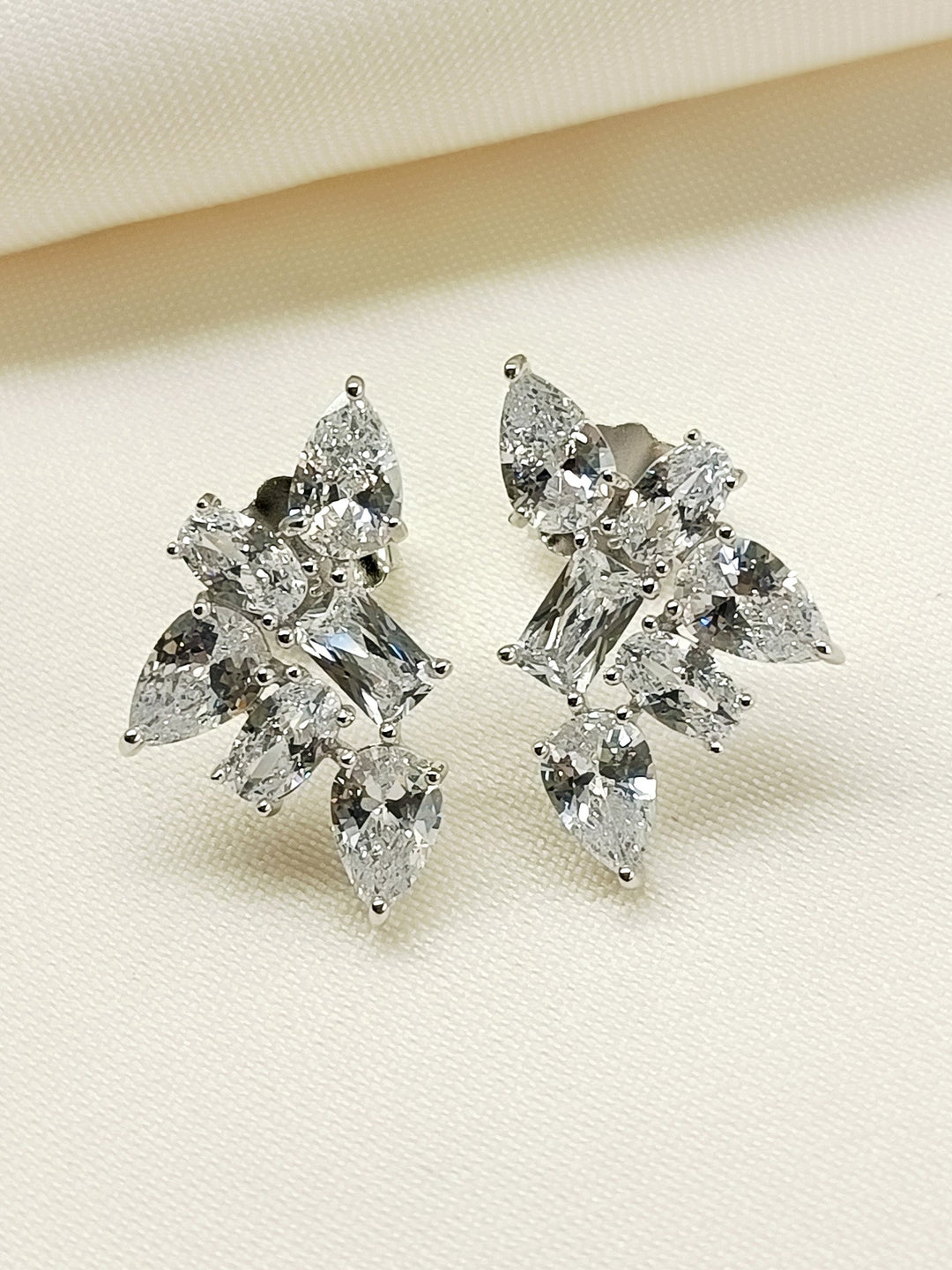 Samiya 92.5 Silver Swarovski Stone Tops - qivii