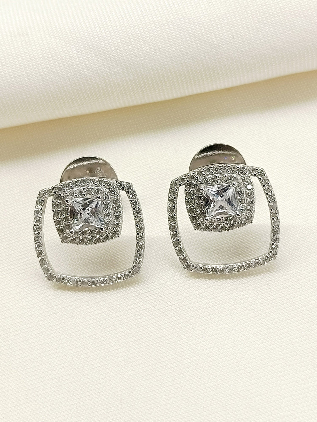 Aaminah 92.5 Silver Swarovski Stone Tops - qivii