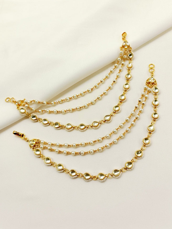 Neeta White Traditional Ear Chain - qivii