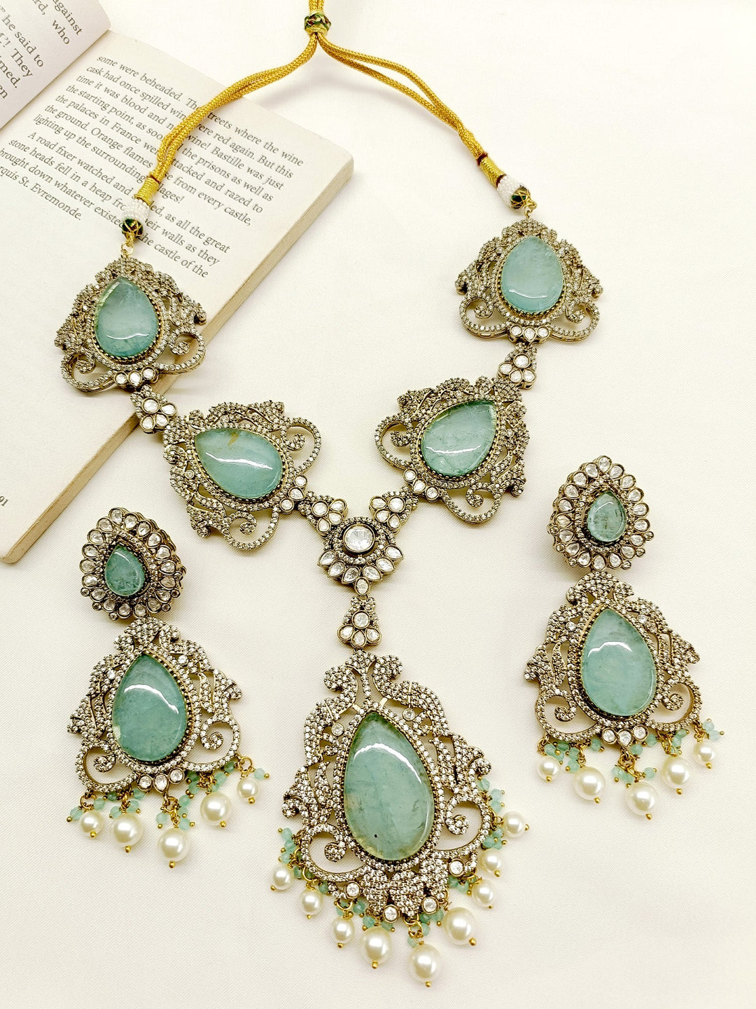 Zakirah Aqua Blue Victorian Set - qivii