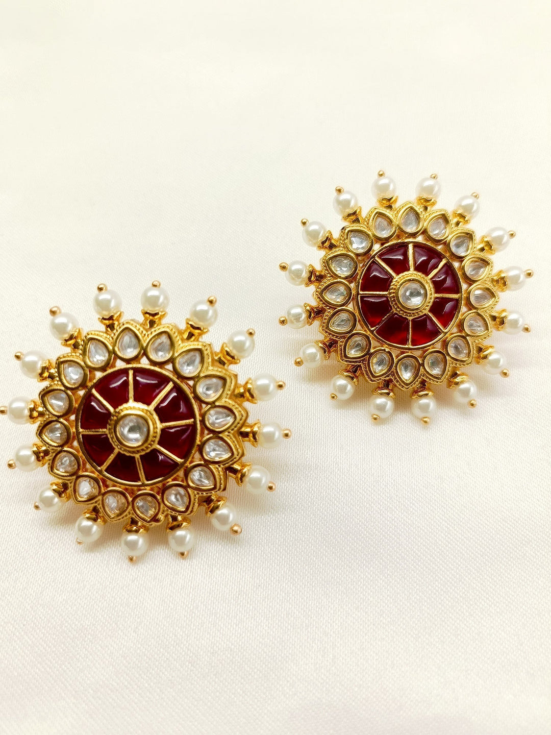 Kavita Maroon Gold Plated Kundan Tops - qivii