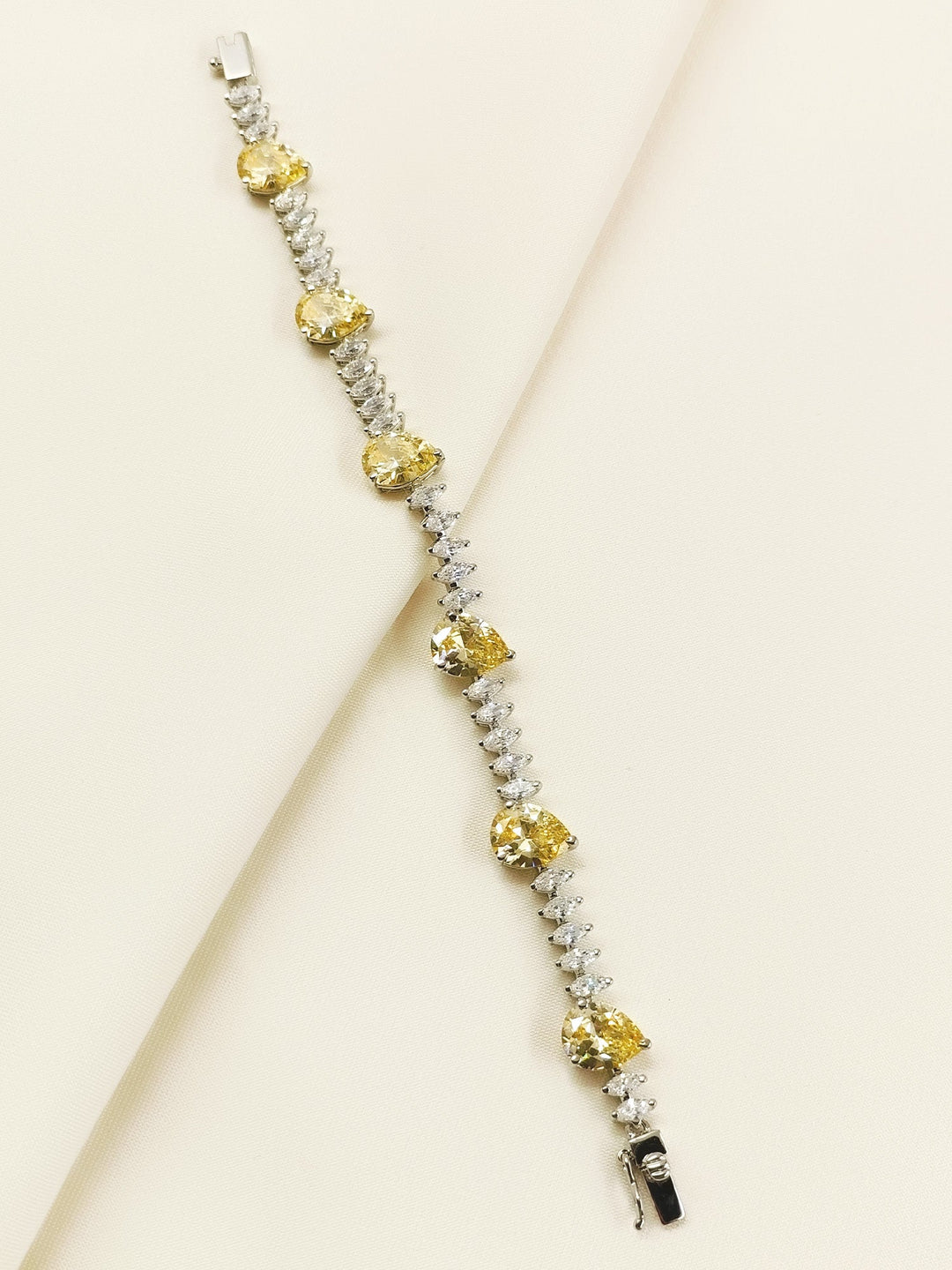 Dhatri Yellow 92.5 Silver Swarovski Stone Bracelet - qivii