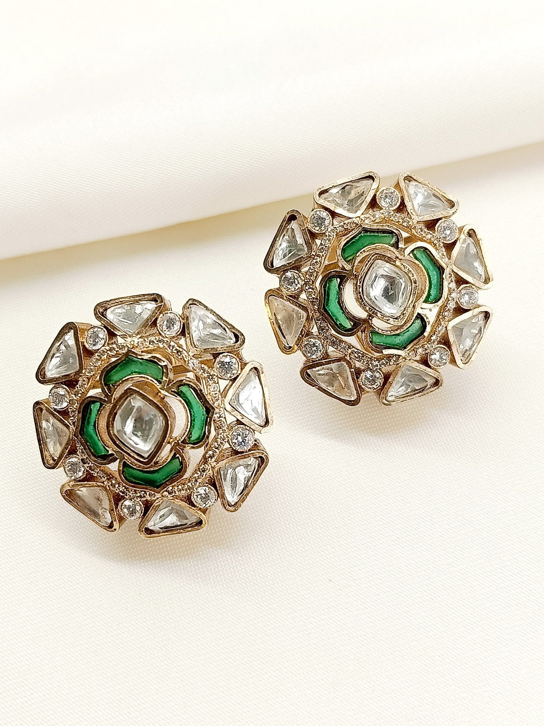 
Saloni Green Kundan Tops with traditional Kundan design and American Diamonds 