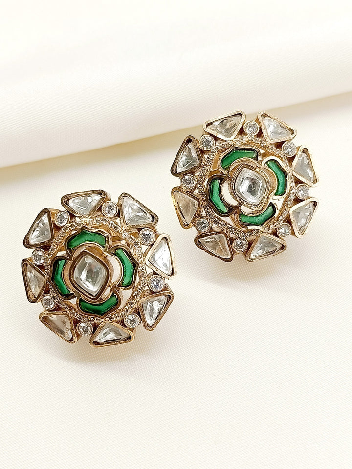 
Saloni Green Kundan Tops with traditional Kundan design and American Diamonds 