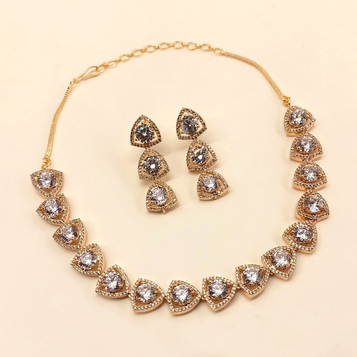 Elegant Semiprecious White Stone and American Diamond Set