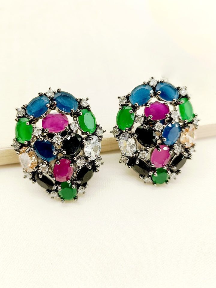 Safia Multi Colour Victorian Tops crafted from rhodium plated brass metal with stunning American diamond stones