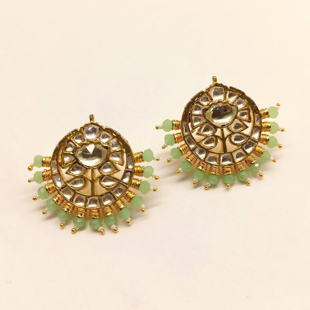 Sameena Mint Green Pachi Kundan Tops with beautiful Kundan work and hangings