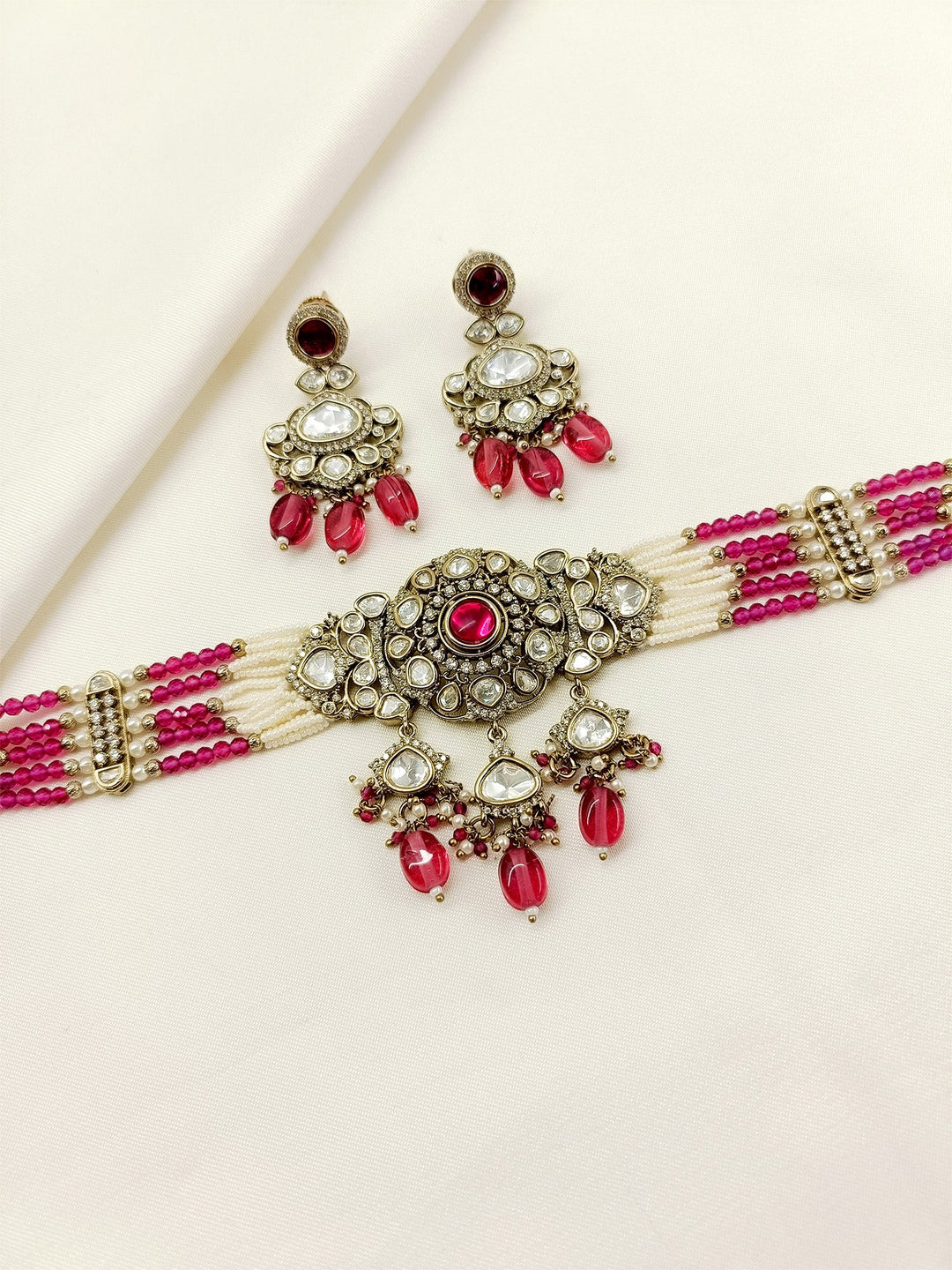 Sangeeta Ruby Victorian Choker Set - qivii