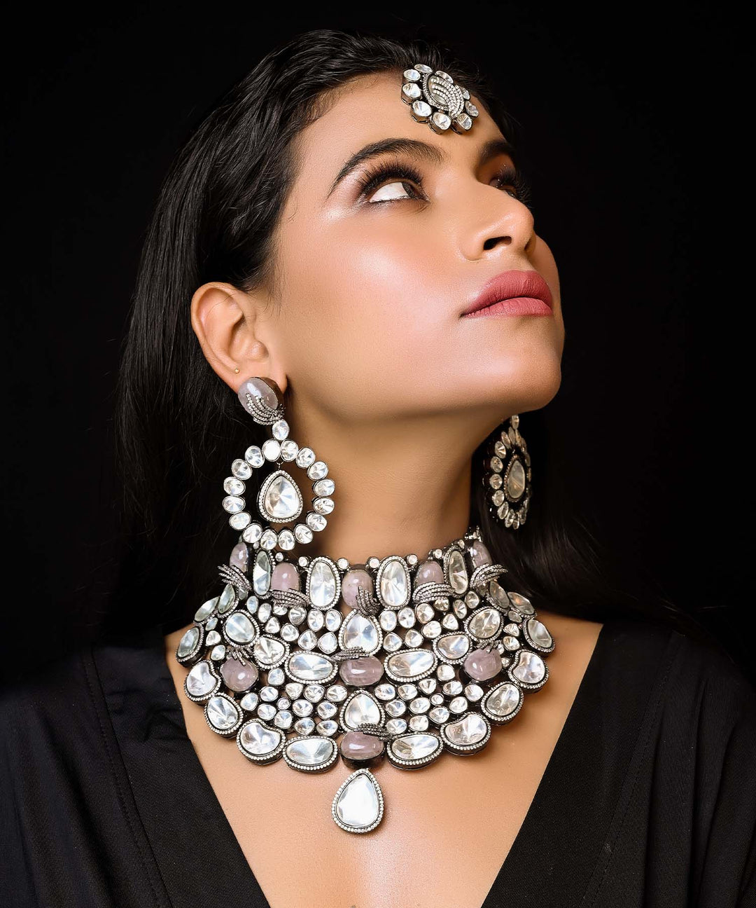 Sulakshna Bridal Contemporary Victorian Set: Exquisite gold and pearl jewelry for weddings and special occasions