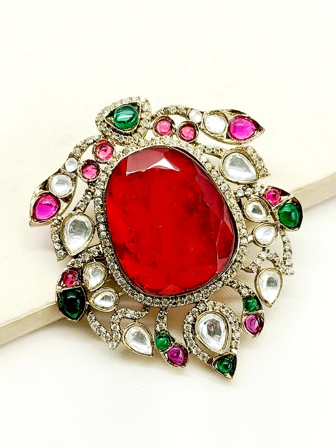 Pranit Ruby Men's Brooch - qivii