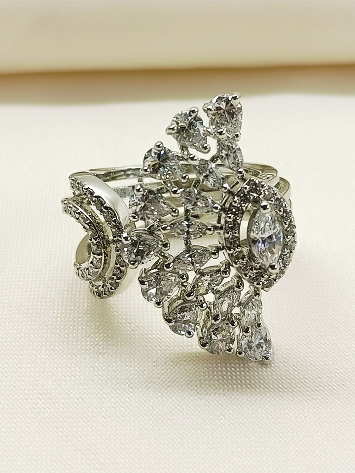 Selena 92.5 Silver American Diamond Finger Ring - qivii