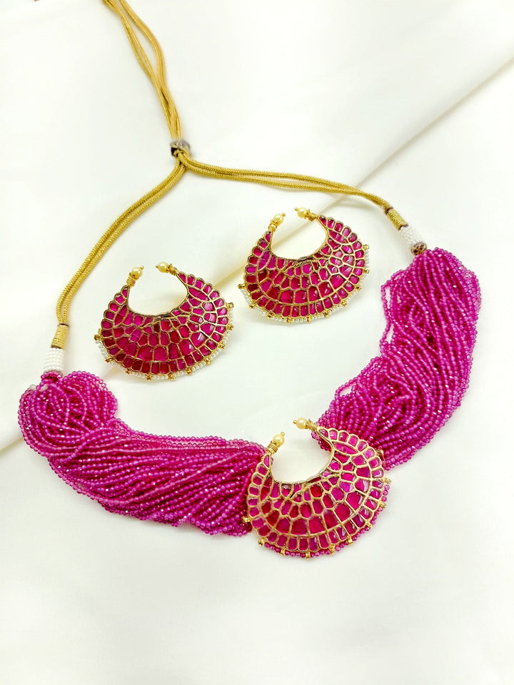 Rahika Ruby Kundan Choker Set - qivii