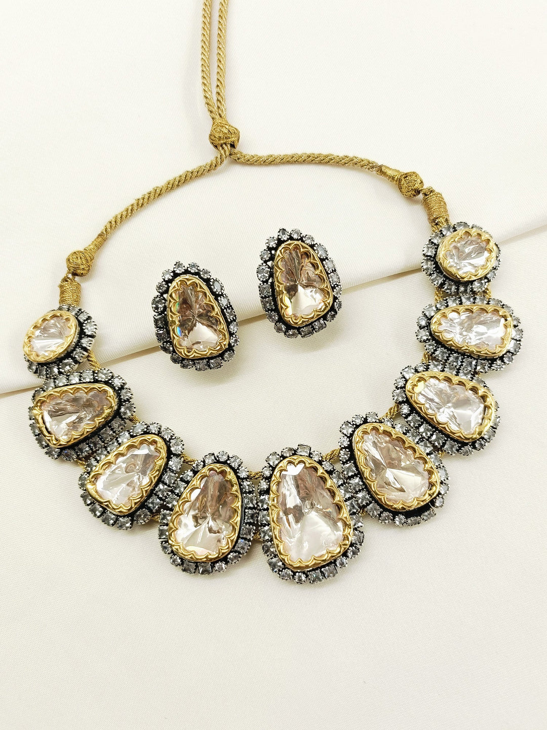 Nabila 92.5 Silver Moissonite Necklace Set - qivii