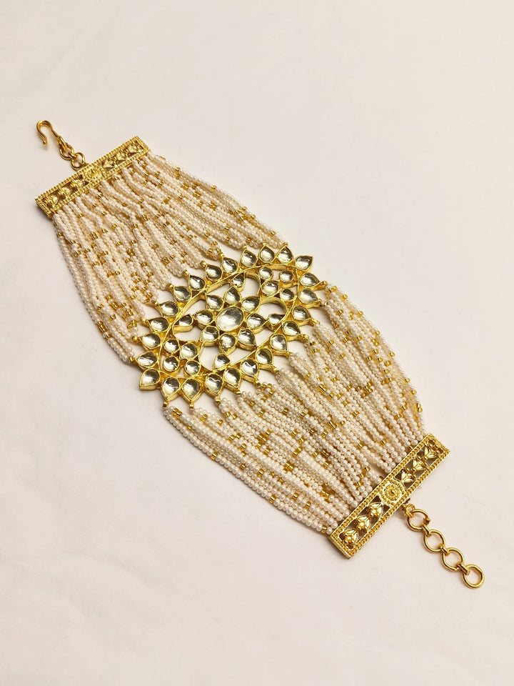 Geena Pachi Kundan Pearl Bracelet - qivii