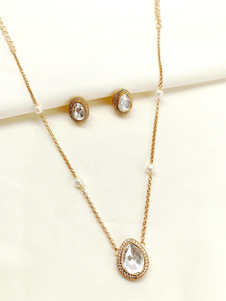 Ishraq White Kundan P Set - qivii