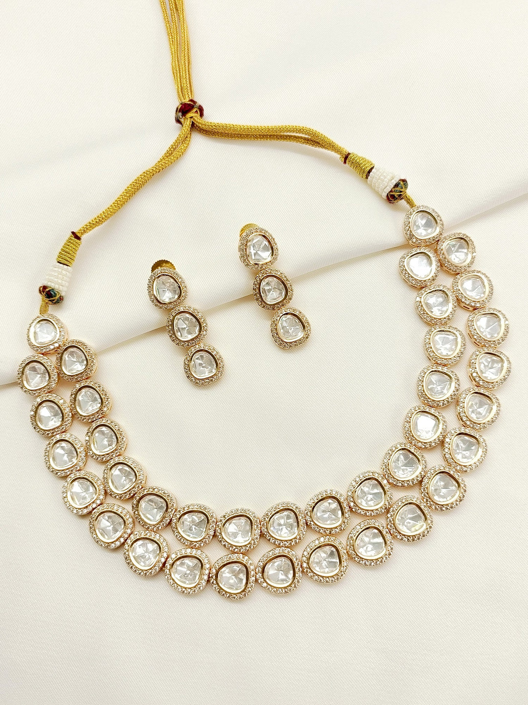 Gurpraveen White Kundan Choker Set - qivii