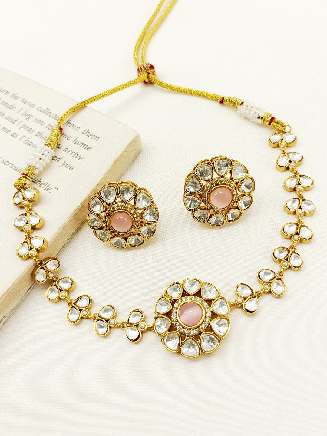 Bharati Baby Pink Kundan Choker Set - qivii