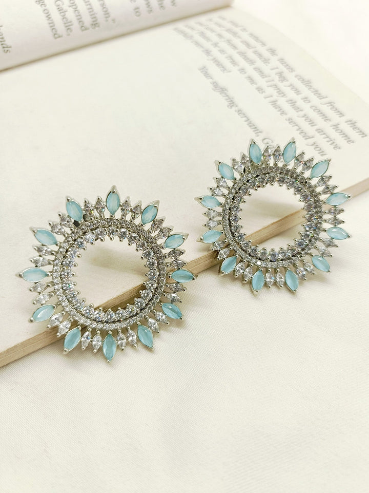 Beautiful Kayra Sky Blue American Diamond Silver Plated Tops for elegant look