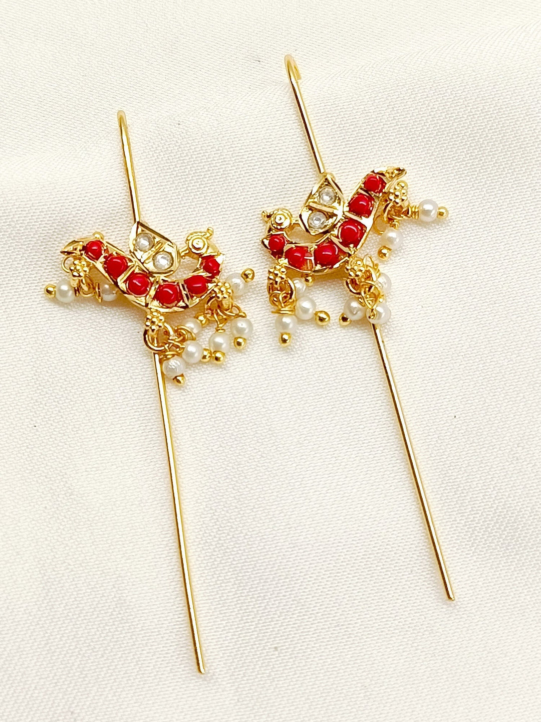 Jeenal Red Gold Plated Kundan Ear Cuff [ Price is for Pair ] - qivii