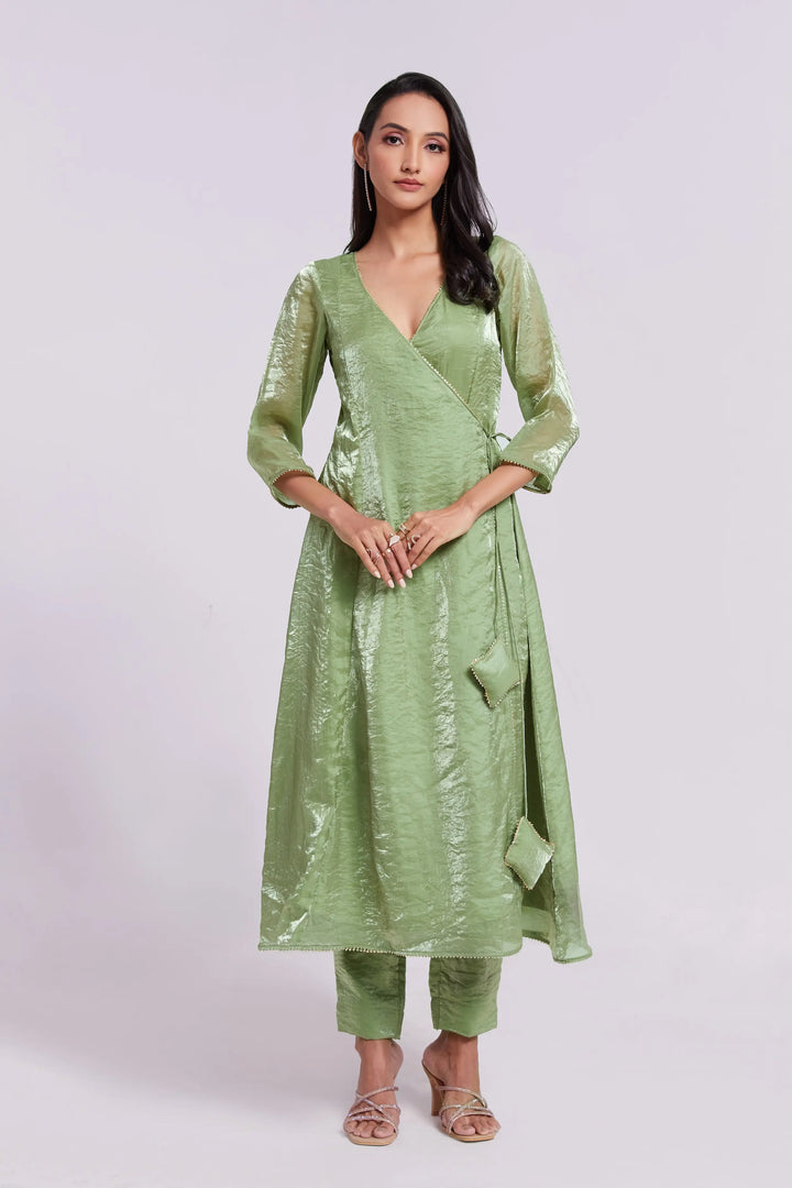 Pista Green Pure Organza Salwar Suit - qivii