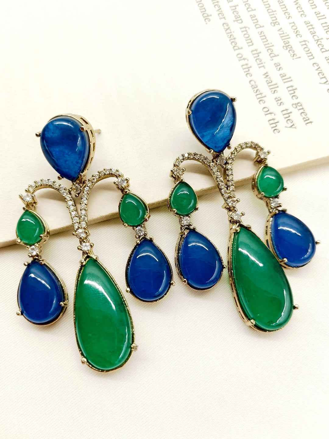 Sanchak G & B Victorian Earrings crafted with antique gold plated brass metal