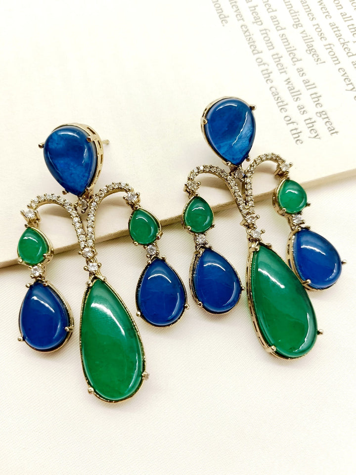 Sanchak G & B Victorian Earrings crafted with antique gold plated brass metal