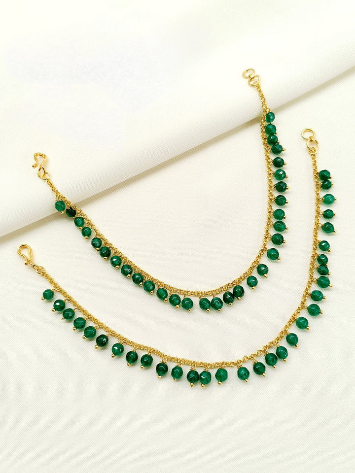 Bhagyalaxmi Green Traditional Ear Chain - qivii