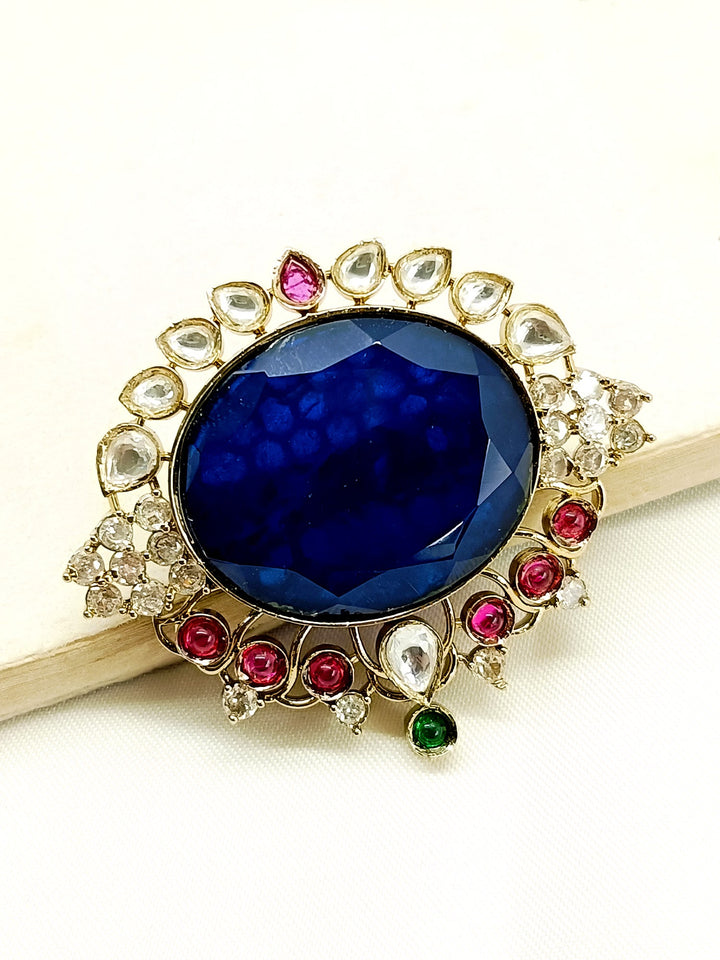 Manan Navy Blue Men's Brooch - qivii