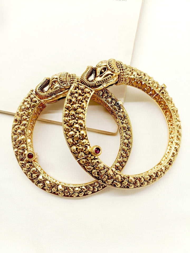 Aatrayi Plain Elephant Antiuque Bangle - qivii