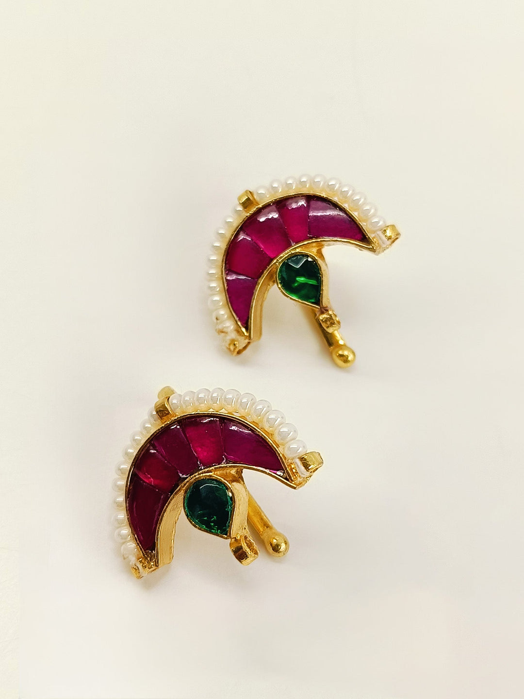 Narmada Medium Size Ruby Gold Plated Kundan Ear Cuff [ Price is for Pair ] - qivii