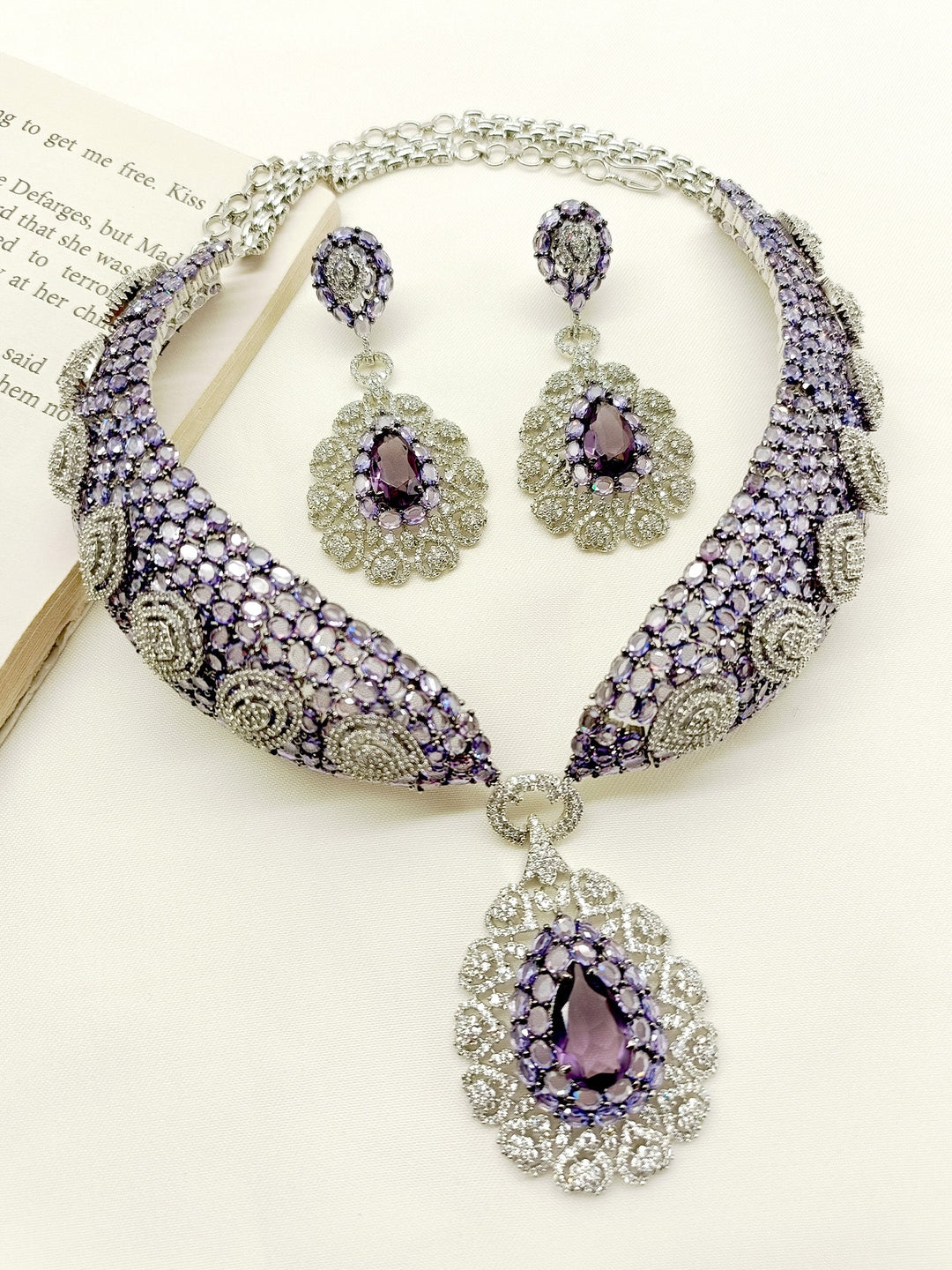 Ameliya Lavender American Diamond Set - qivii