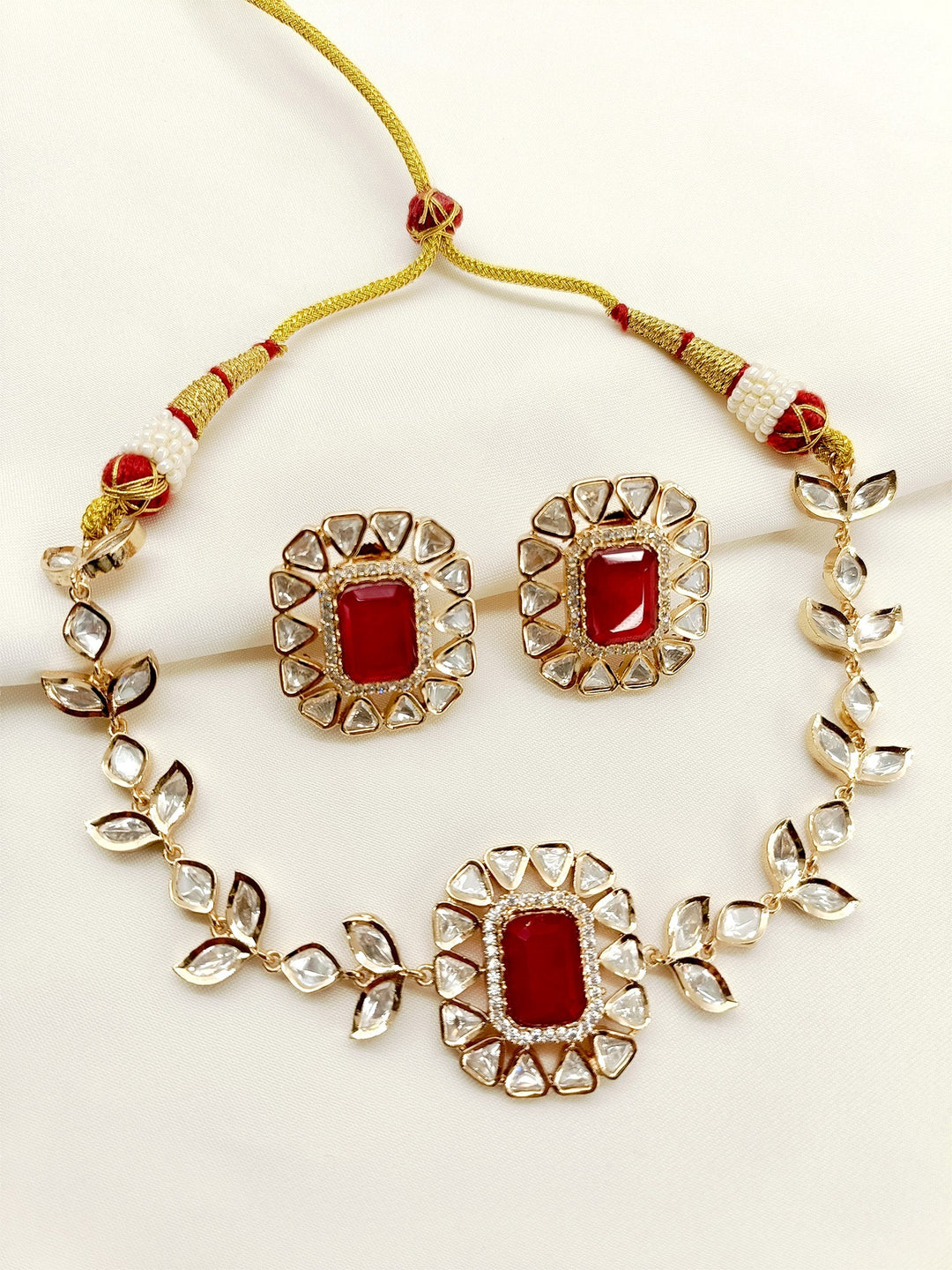 Stuti Ruby Kundan Choker Set - qivii