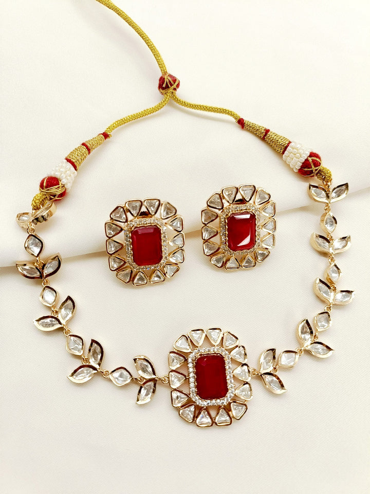 Stuti Ruby Kundan Choker Set - qivii