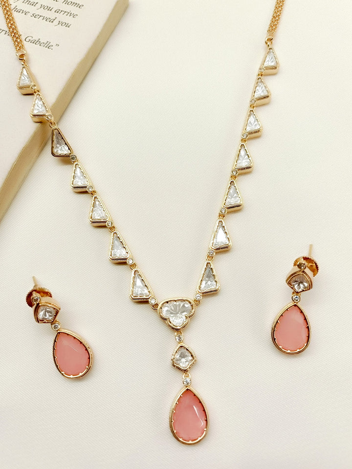Garla Baby Pink Kundan Necklace Set - qivii