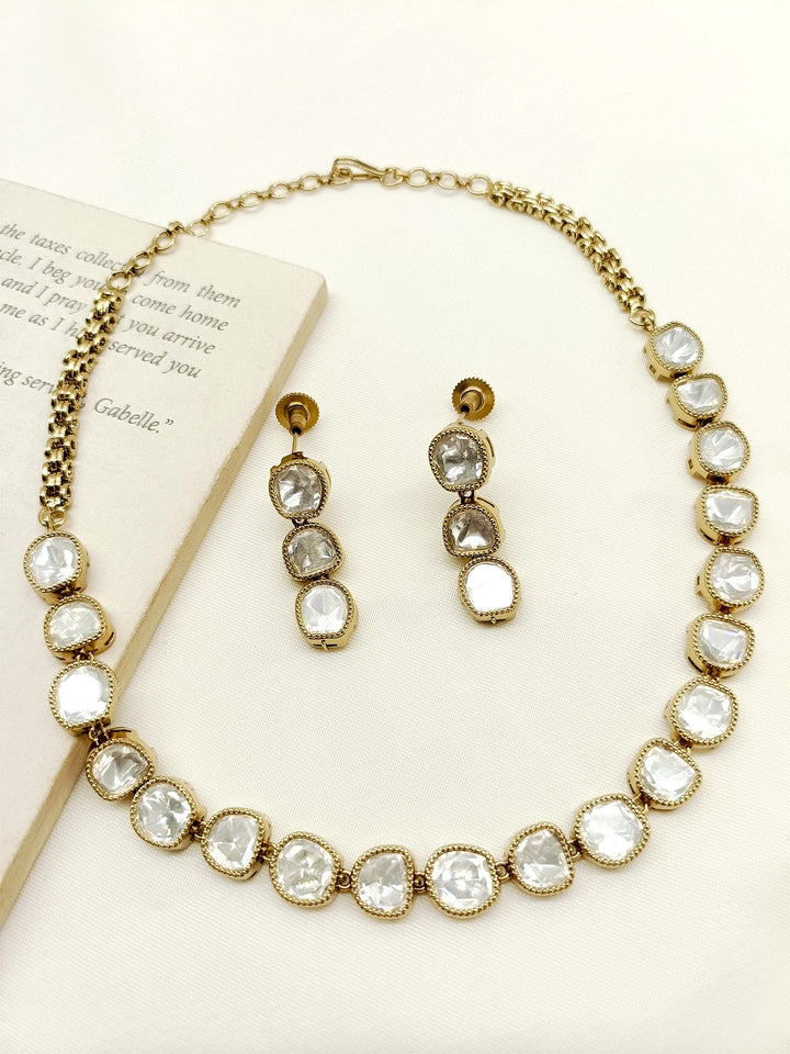 Elisha White Polki Necklace Set - qivii