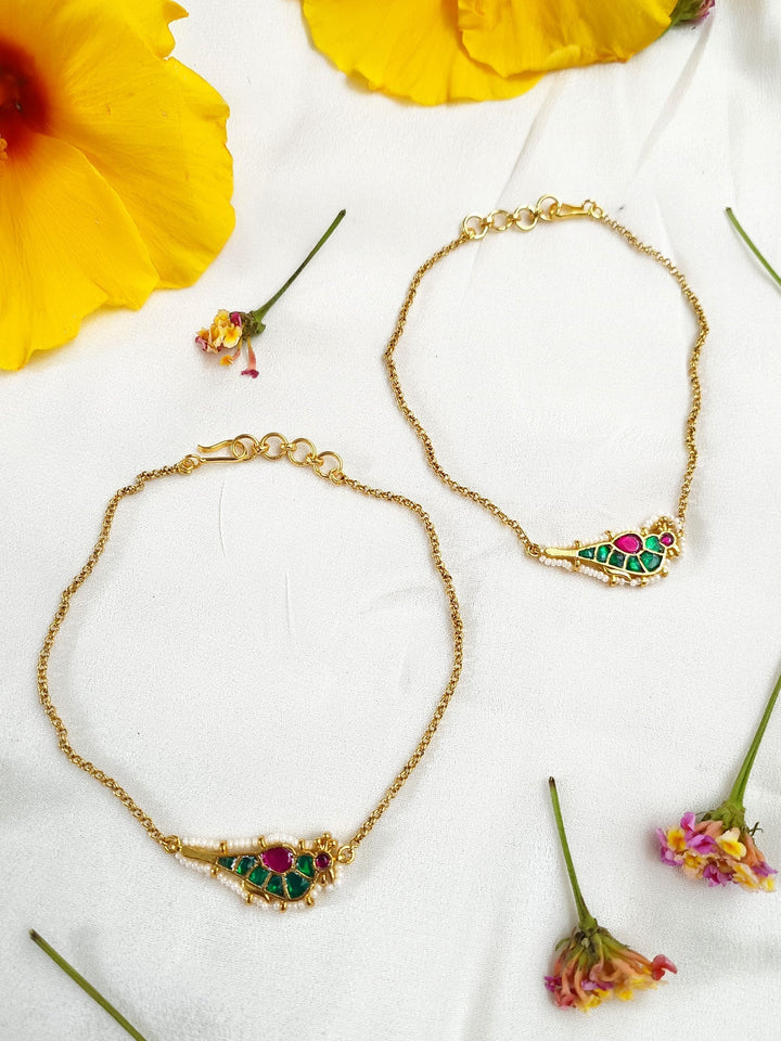 Mantra M & G Bird Kundan Anklet - qivii