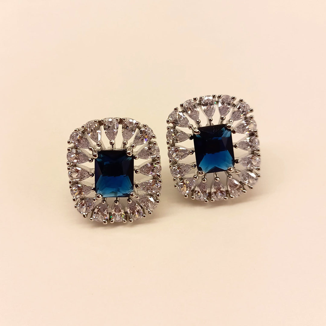 Fashionable Women's Earrings with Blue Sapphire Gemstone